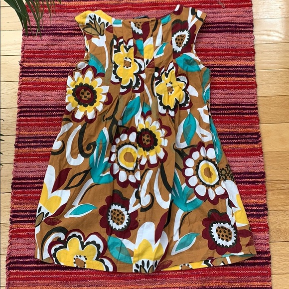 Brown Floral GoGo Dress, Mod Patterned Mini Dress, Floral Mini Dress - Picture 7 of 8